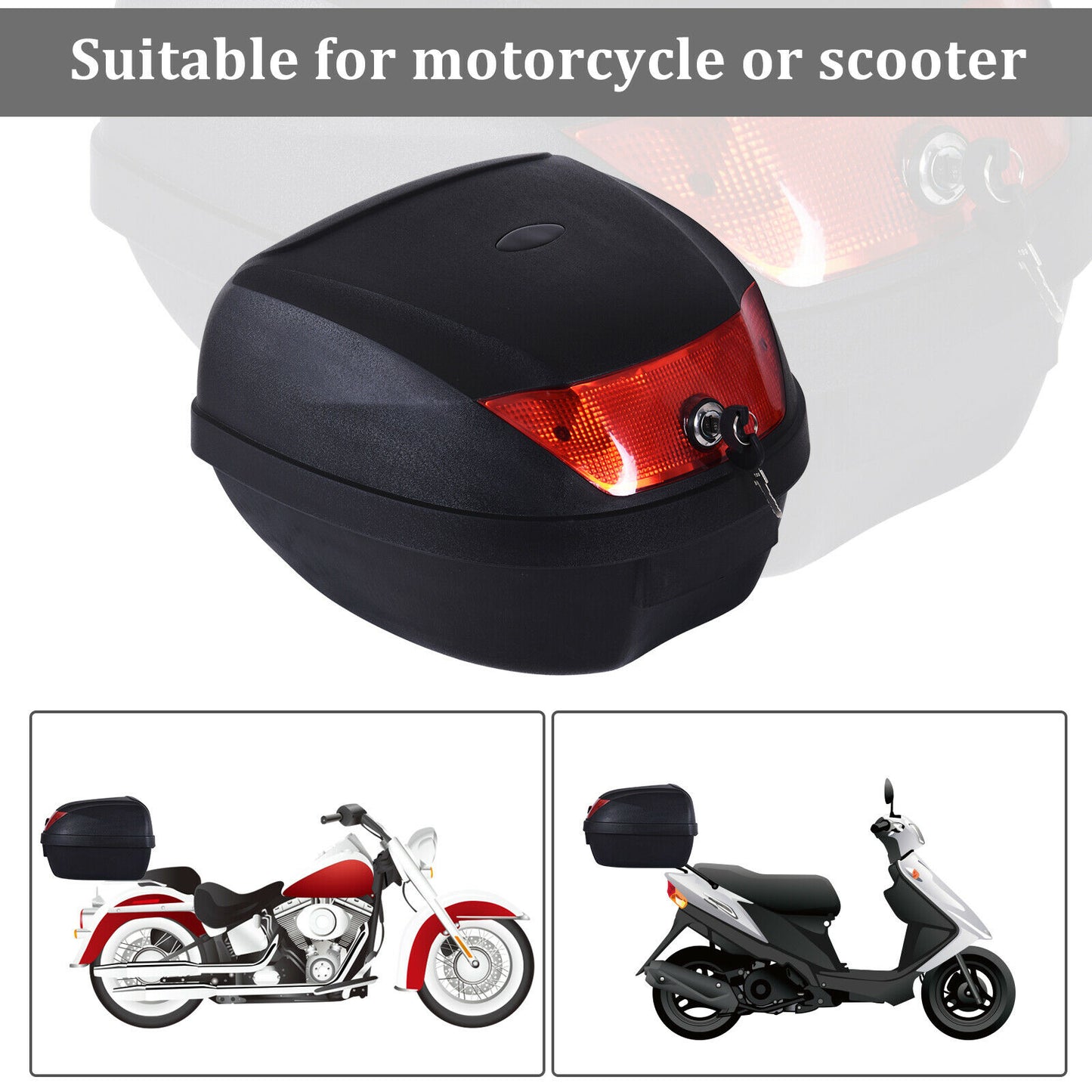Motorcycle Topbox 28L Top Box Strong PP Material Tail Box-Bike Luggage