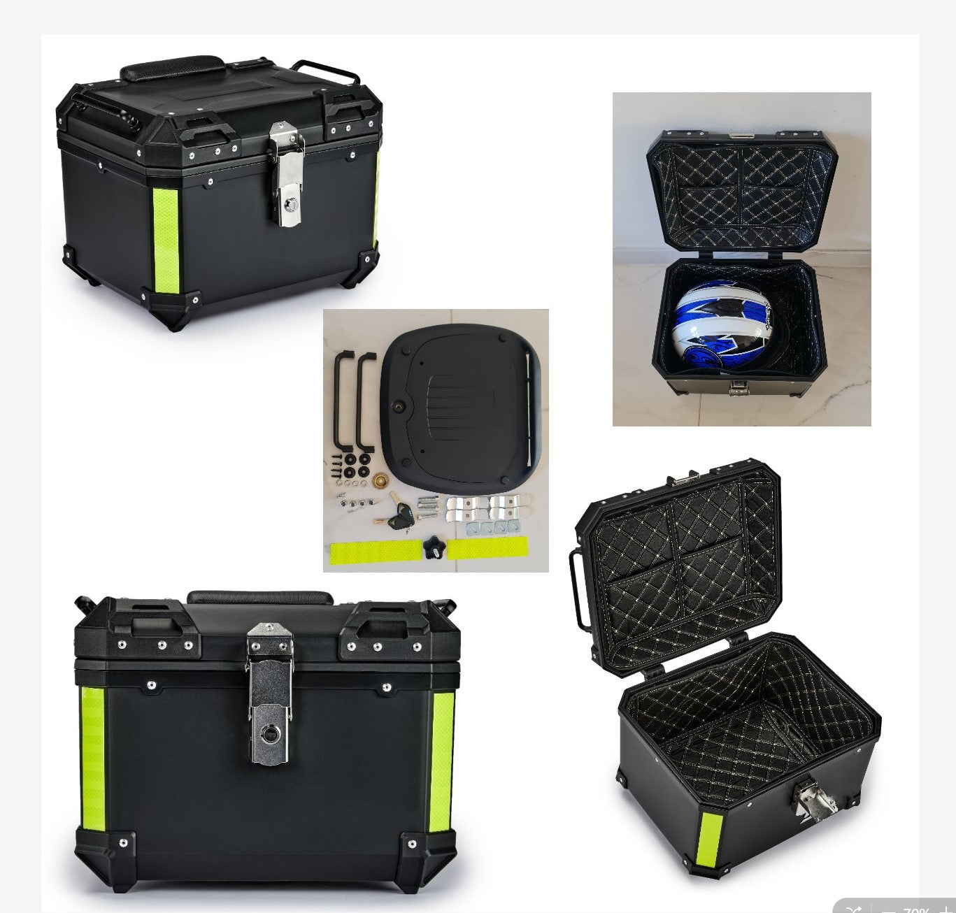 Universal 45L Motorcycle Scooter TopBox Case + Pillion Back-Rest & Fitting Kit