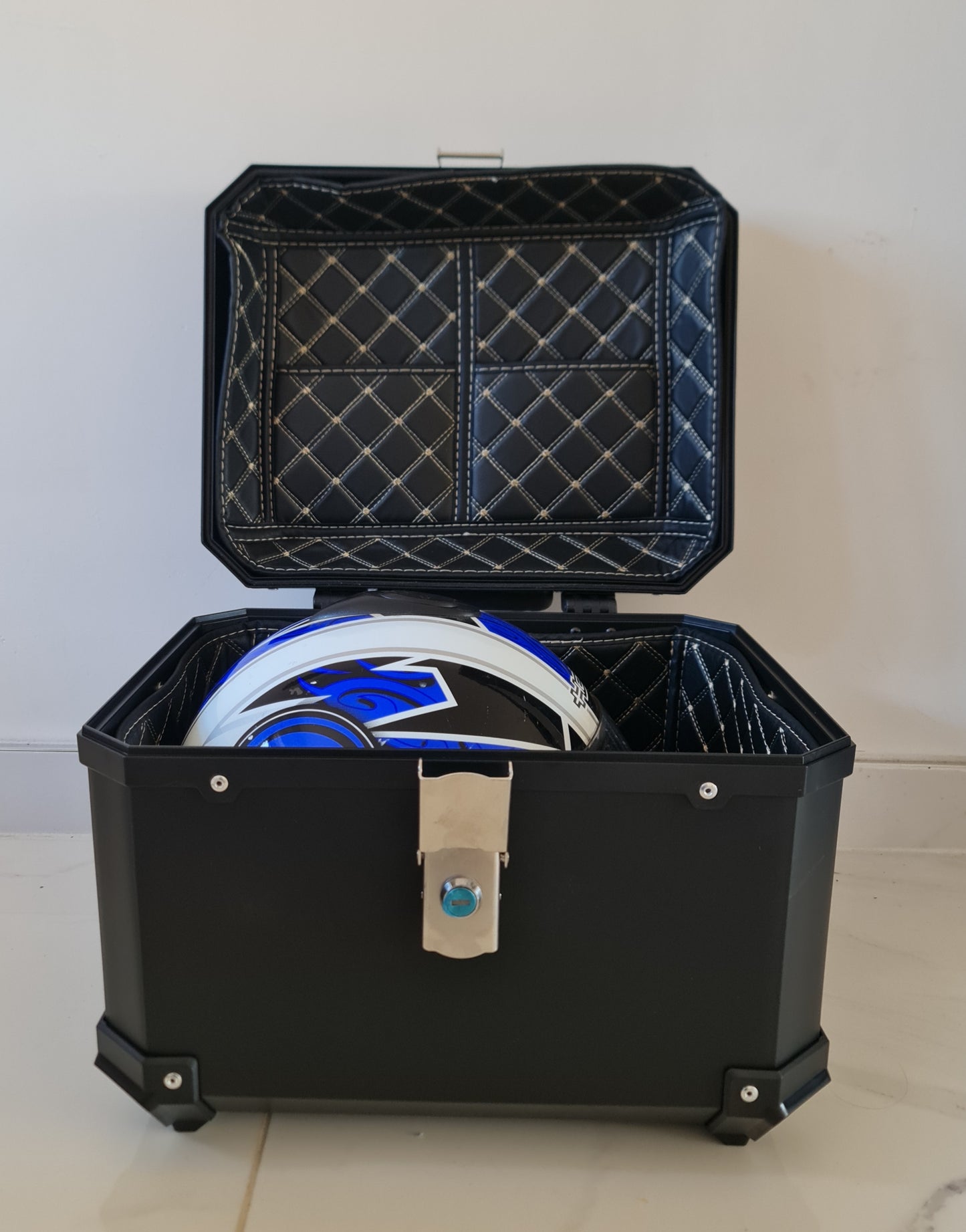 Universal 45L Motorcycle Scooter TopBox Case + Pillion Back-Rest & Fitting Kit