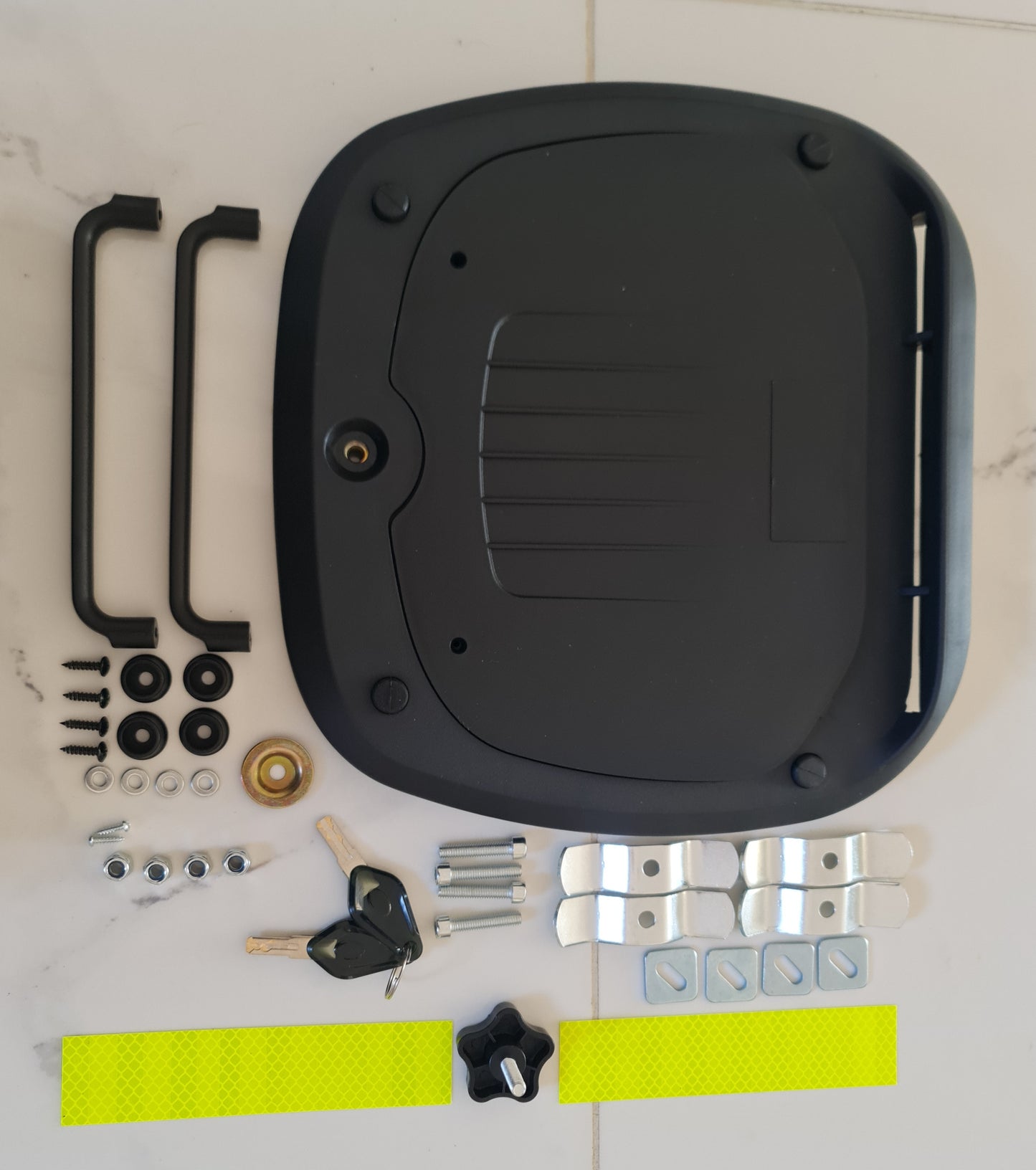 Universal 45L Motorcycle Scooter TopBox Case + Pillion Back-Rest & Fitting Kit