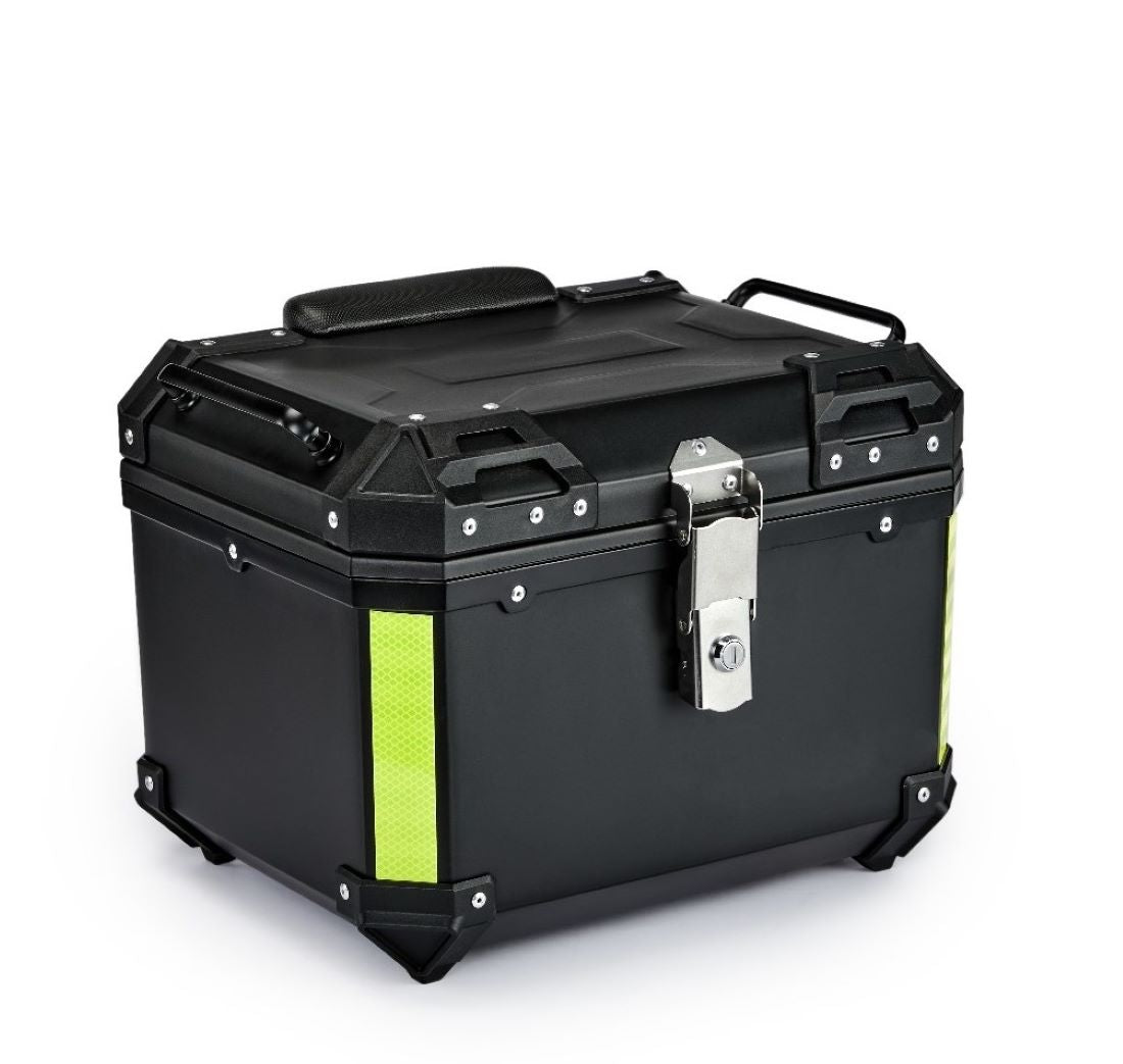 Universal 45L Motorcycle Scooter TopBox Case + Pillion Back-Rest & Fitting Kit