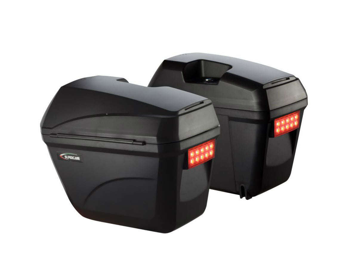 Motorcycle Hard Case Side Panniers LED light Quick Release Universal-Motorbike-2X 28L
