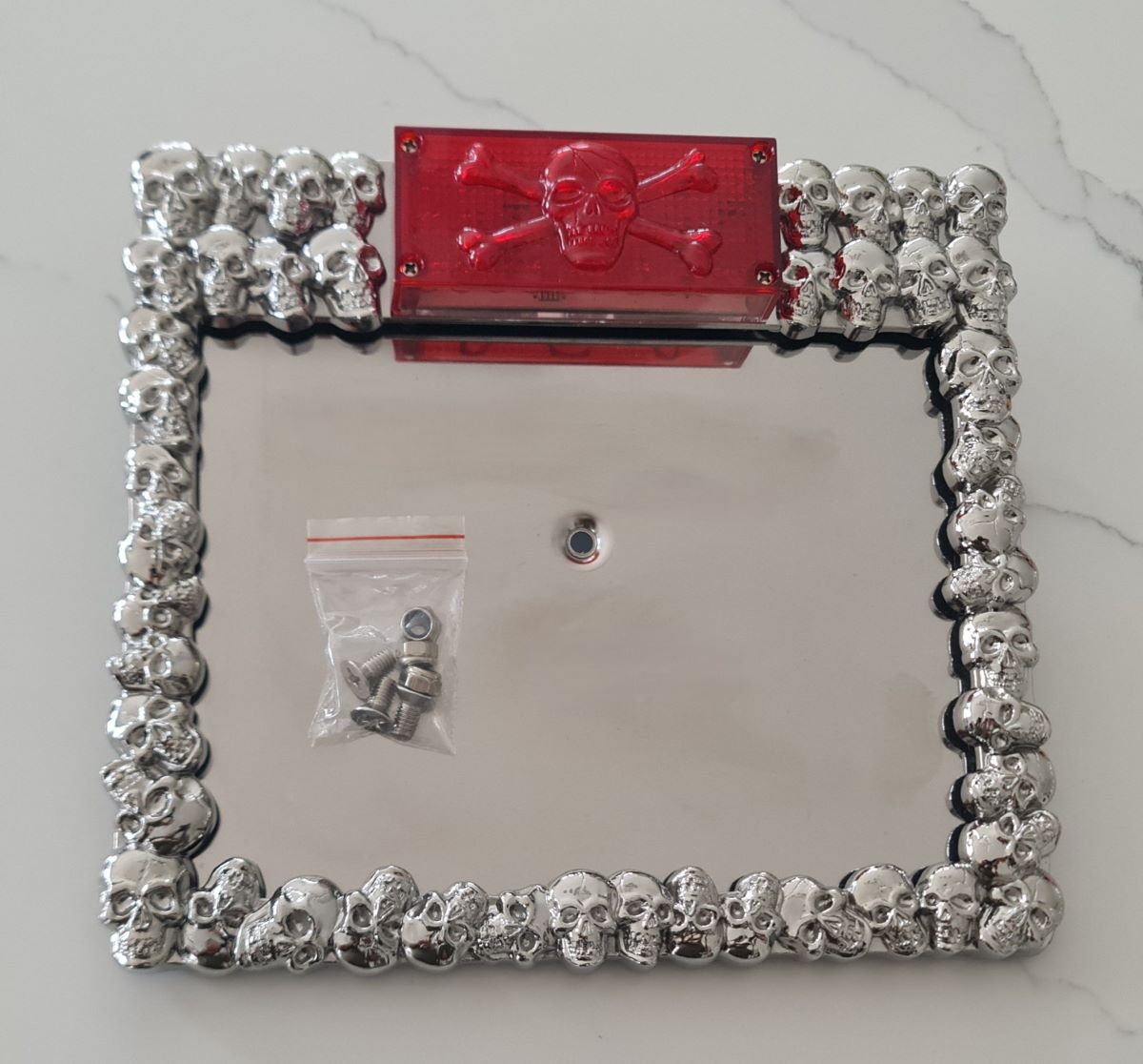 Skulls License Plate Trim-Frame and Taillight, Motorcycle-Custom Bikes, Cruisers, Choppers, Trikes