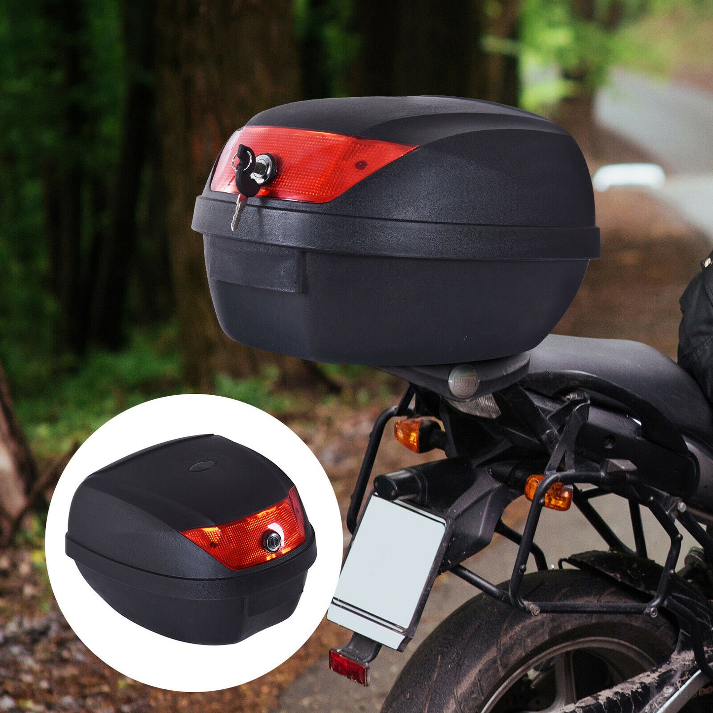 Motorcycle Topbox 28L Top Box Strong PP Material Tail Box-Bike Luggage