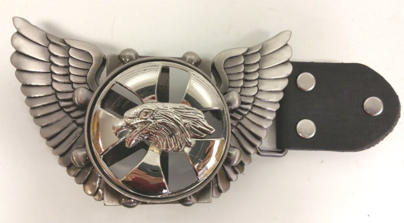 Eagle Wings Spinning Eagle Head Biker Belt and Buckle -Men's Belt-Gothic