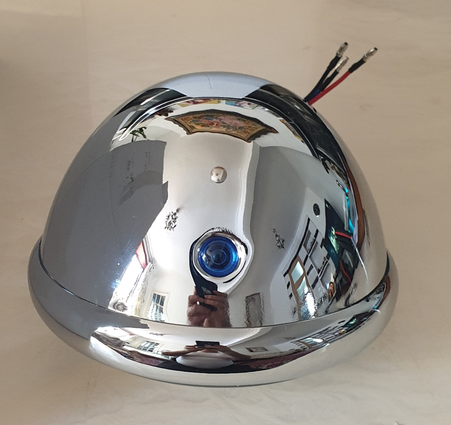 Chrome Bates 6" Motorcycles Headlight H4-12V-60/55W Bottom Mount-Chrome 5 1/2" Lens E-Marked