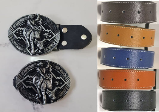 Bull Rider Rodeo Western Belt &amp; Buckle Rodeo Horse Riding Unisex Belt and Buckle