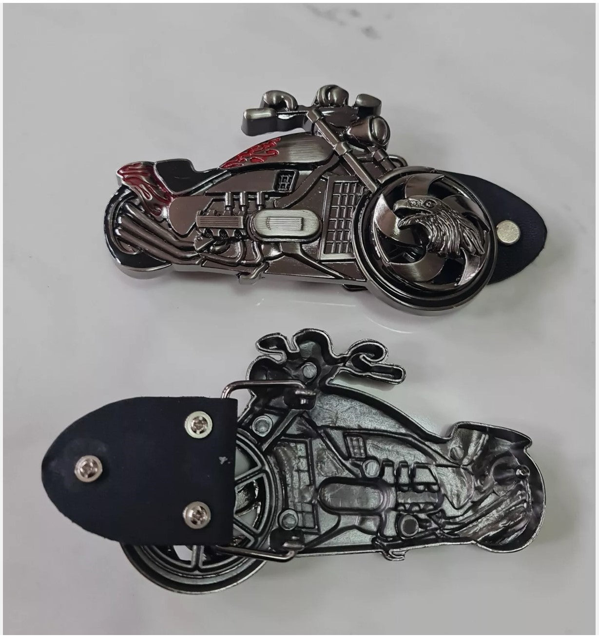 Custom Biker Chopper Motorcycle Belt and Buckle Unisex Biker Belt Motorbike