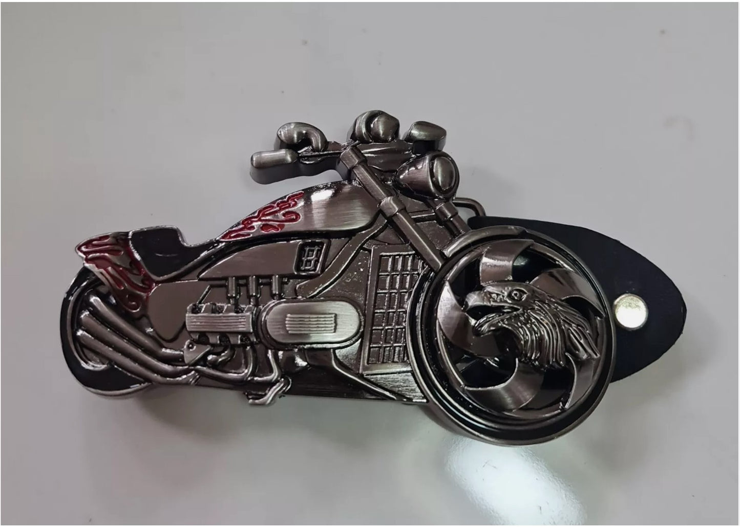 Custom Biker Chopper Motorcycle Belt and Buckle Unisex Biker Belt Motorbike