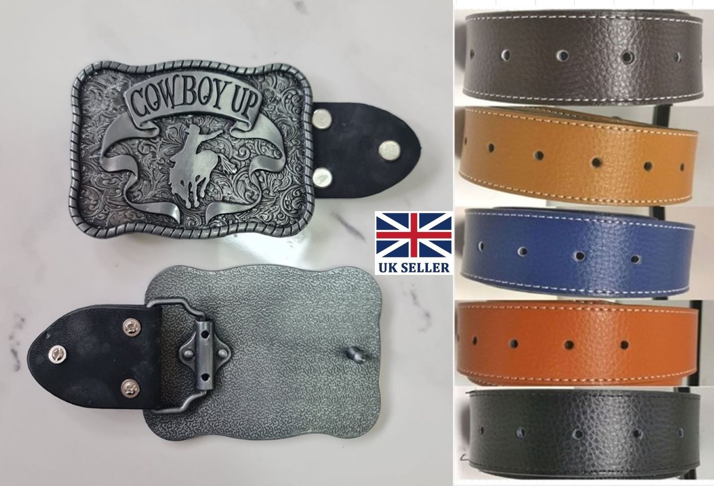 Cowboy Up Western Belt & Buckle Cowboy Rodeo Horse Rider Unisex Belt and Buckle