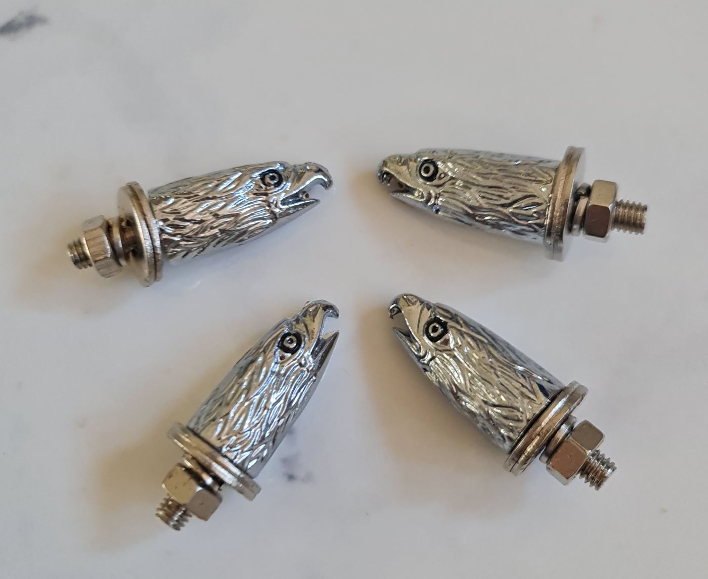 4 x Eagle Nuts-Chrome Sold , Motorcycle, Cruiser, Bikes, Trike-Ornaments 4 Pcs