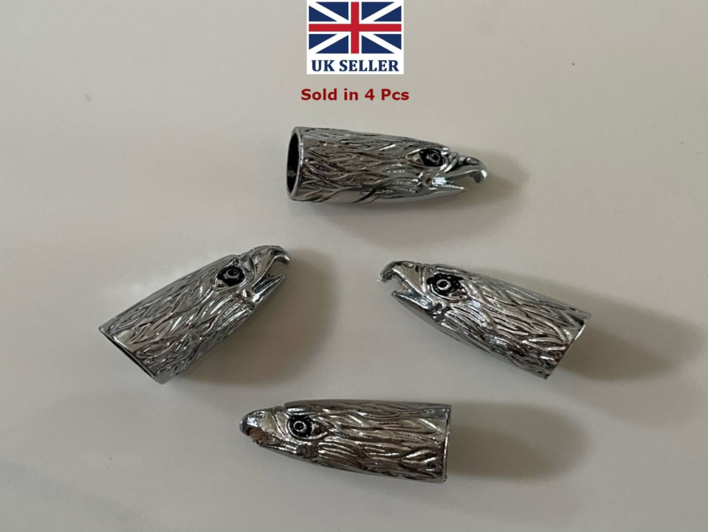 Eagle Stem Valve Covers/Caps-Metal Chrome-Motorcycle-Cruiser Bikes-Ornaments-4pc