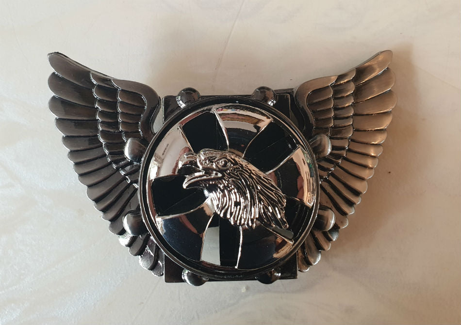 Eagle Wings Spinning Eagle Head Biker Belt and Buckle -Men's Belt-Gothic