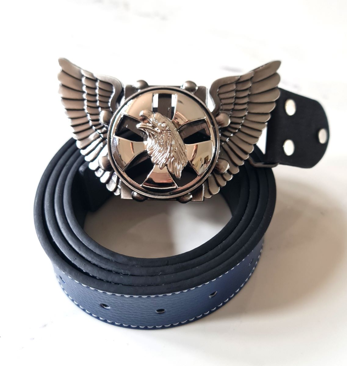 Eagle Wings Spinning Eagle Head Biker Belt and Buckle -Men's Belt-Gothic