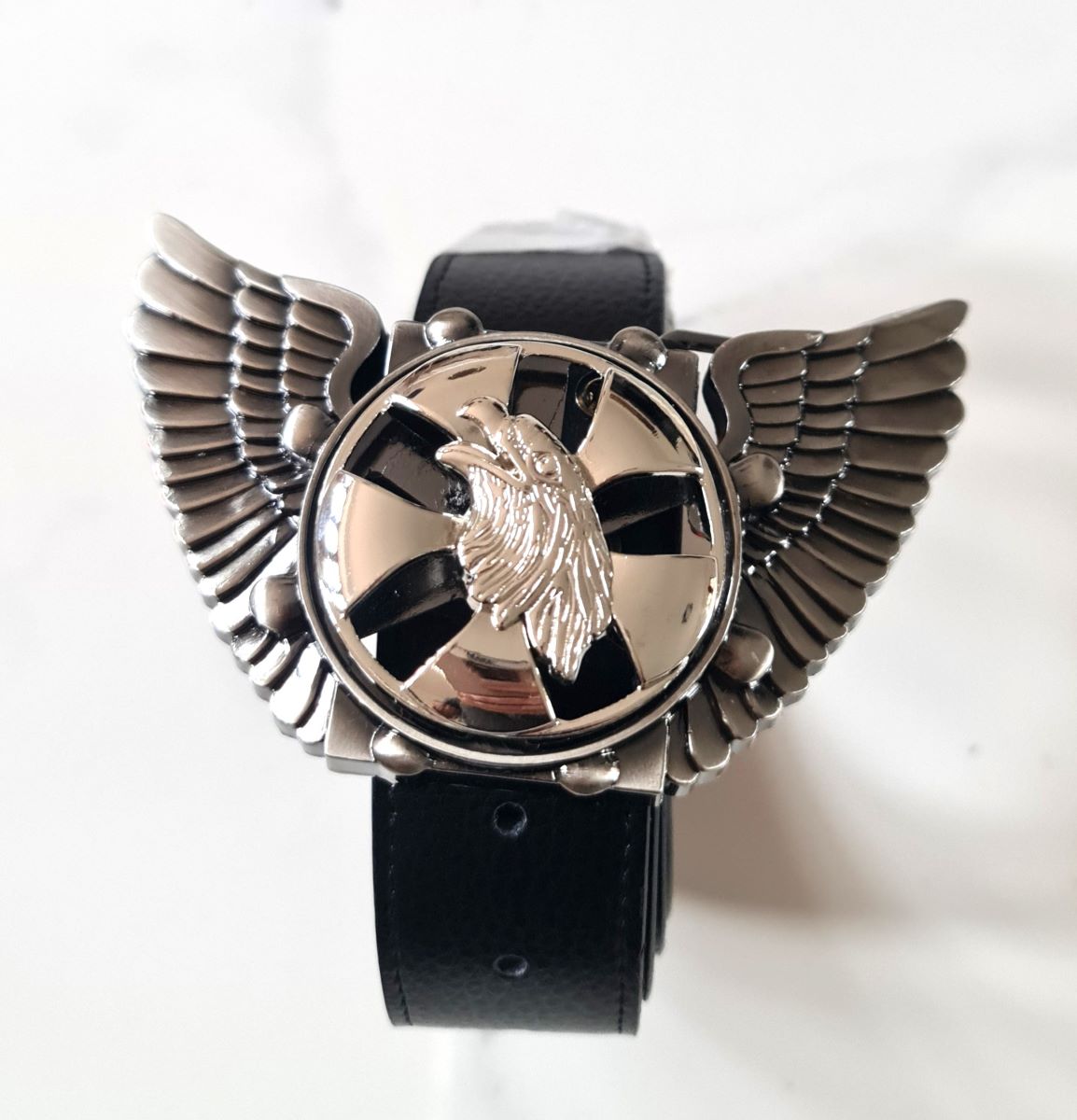 Eagle Wings Spinning Eagle Head Biker Belt and Buckle -Men's Belt-Gothic