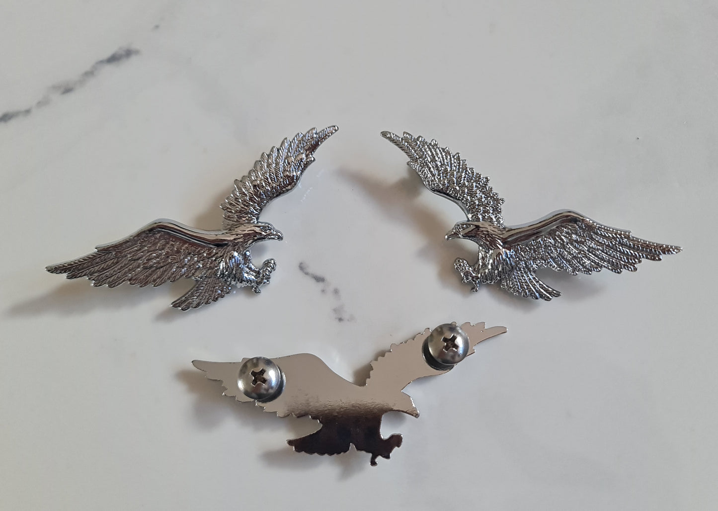 Pair of Flying Eagle Badge Ornament, Custom Motorcycle, Cruiser, Bikes Bolt On 2Pcs