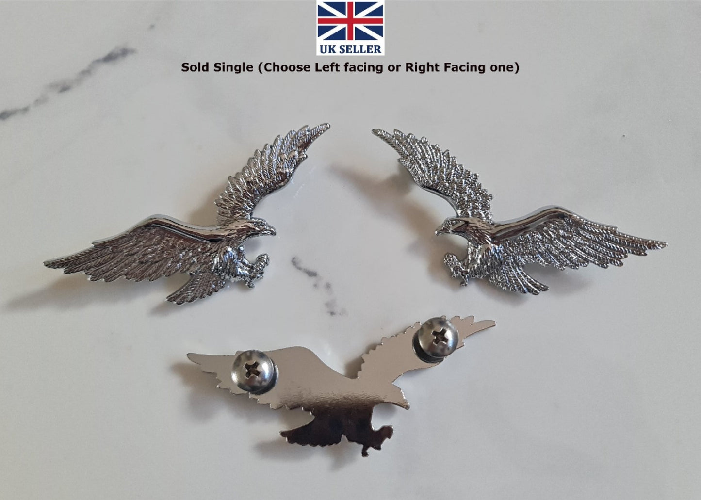 Pair of Flying Eagle Badge Ornament, Custom Motorcycle, Cruiser, Bikes Bolt On 2Pcs