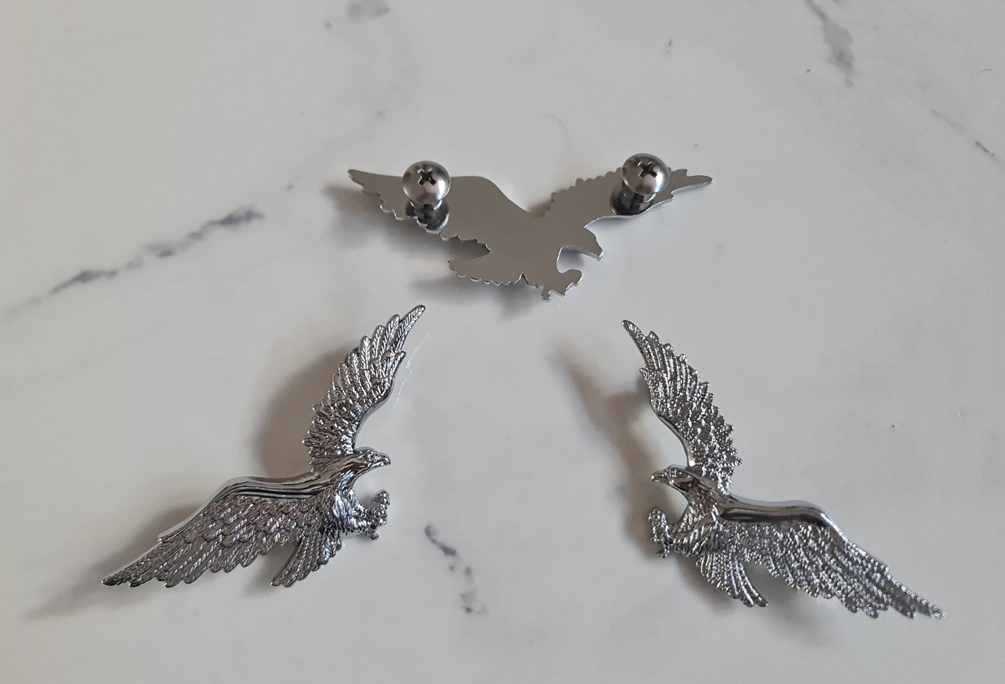 Pair of Flying Eagle Badge Ornament, Custom Motorcycle, Cruiser, Bikes Bolt On 2Pcs