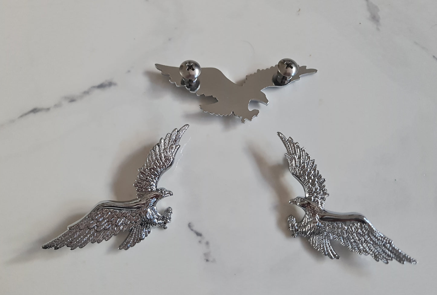 Pair of Flying Eagle Badge Ornament, Custom Motorcycle, Cruiser, Bikes Bolt On 2Pcs