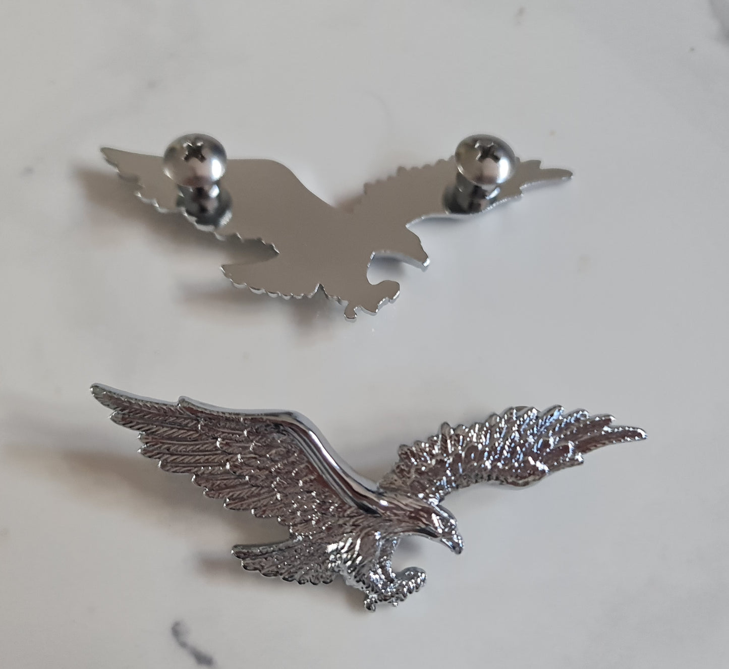 Pair of Flying Eagle Badge Ornament, Custom Motorcycle, Cruiser, Bikes Bolt On 2Pcs