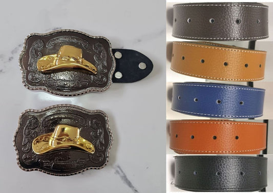 Cowboy Hat Western Belt &amp; Buckle Rodeo Horse Riding Unisex Belt and Buckle