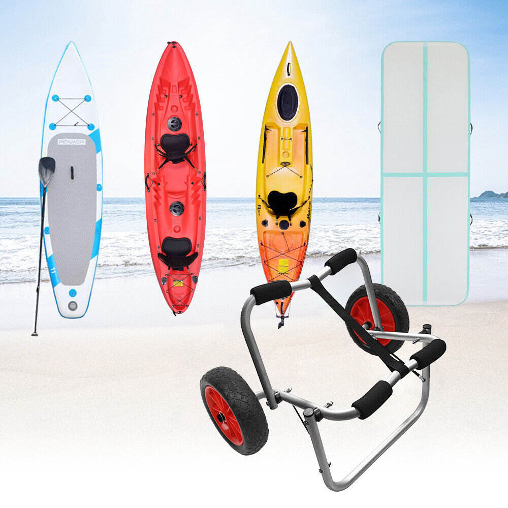 Heavy Duty Foldable Kayak, Canoe Trolley Kayak Wheeled Trolley Carrier Cart Strap