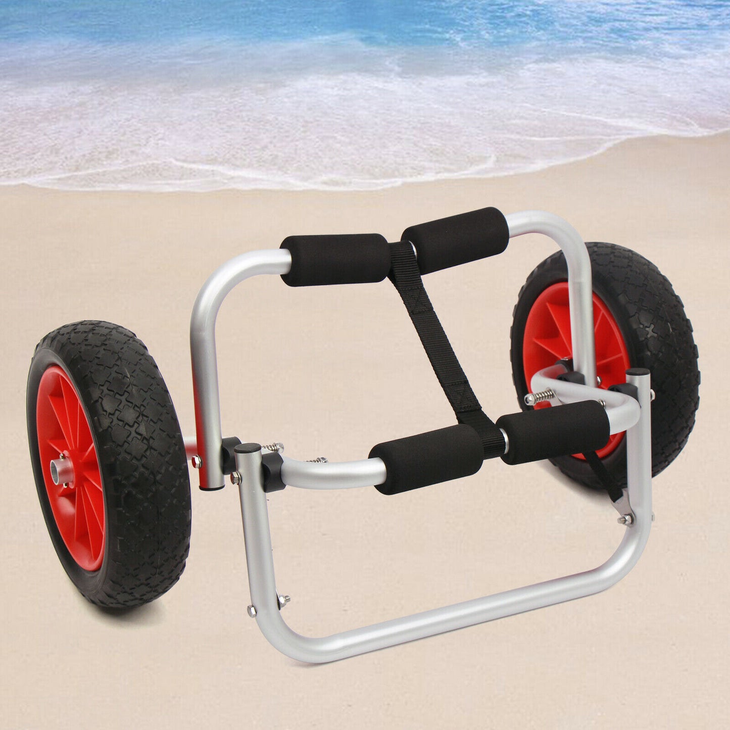 Heavy Duty Foldable Kayak, Canoe Trolley Kayak Wheeled Trolley Carrier Cart Strap