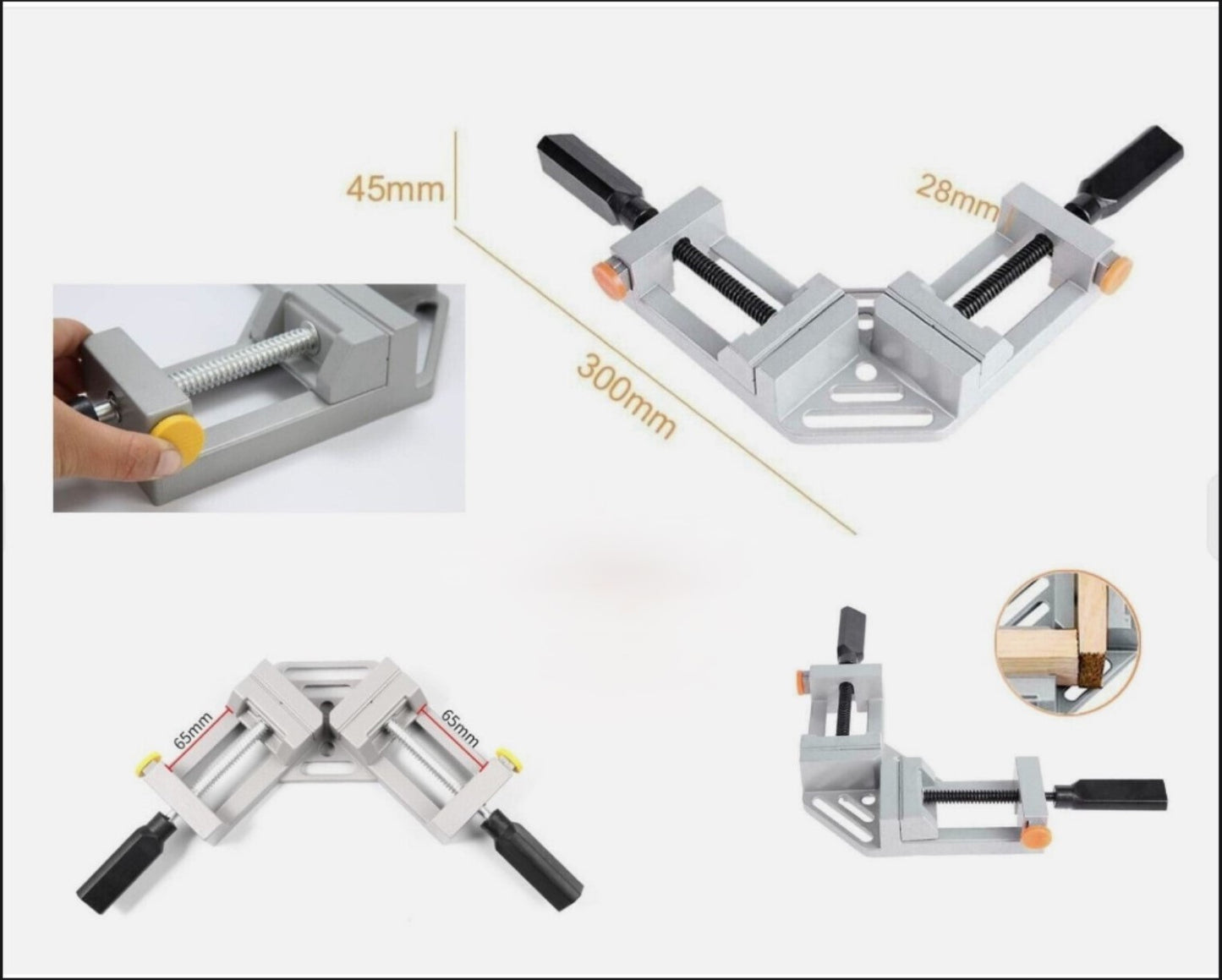 Twin Handle 90° Right Angle Corner Clamp Quick Release Mitre Vice DIY Wood-300mm