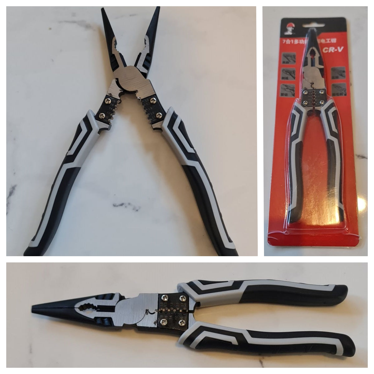 Multifunctional Diagonal Plier X 1, Needle Nose Pliers Electrician Wire Cutters Tool X 1 (2Pcs)