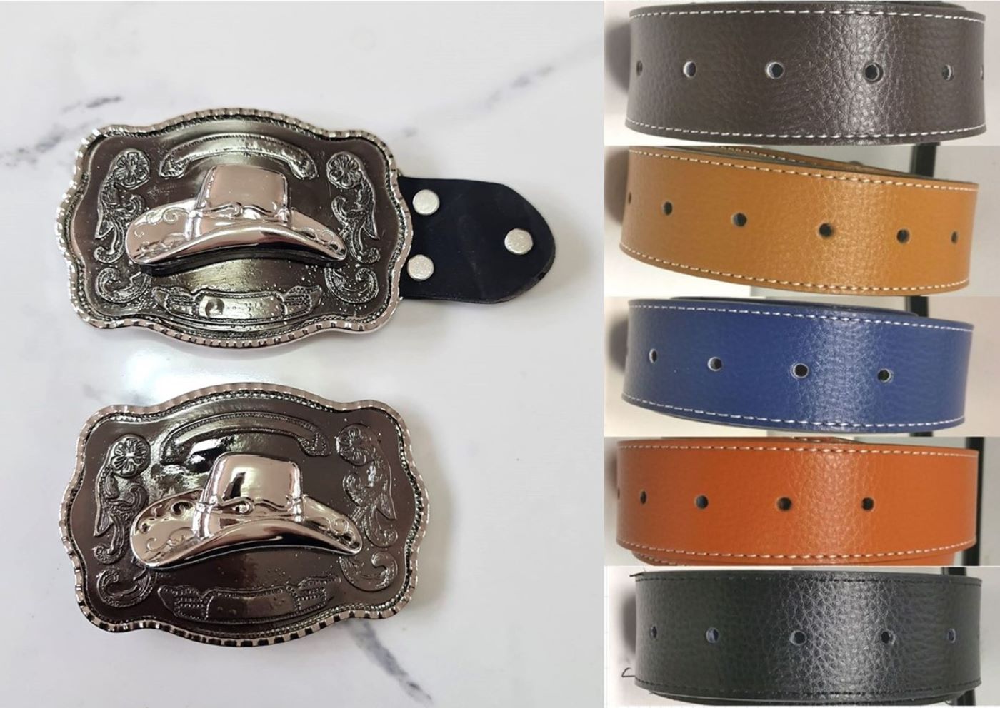 Silver Hat Western Belt and Buckle Rodeo Horse Riding Unisex Belt and Buckle