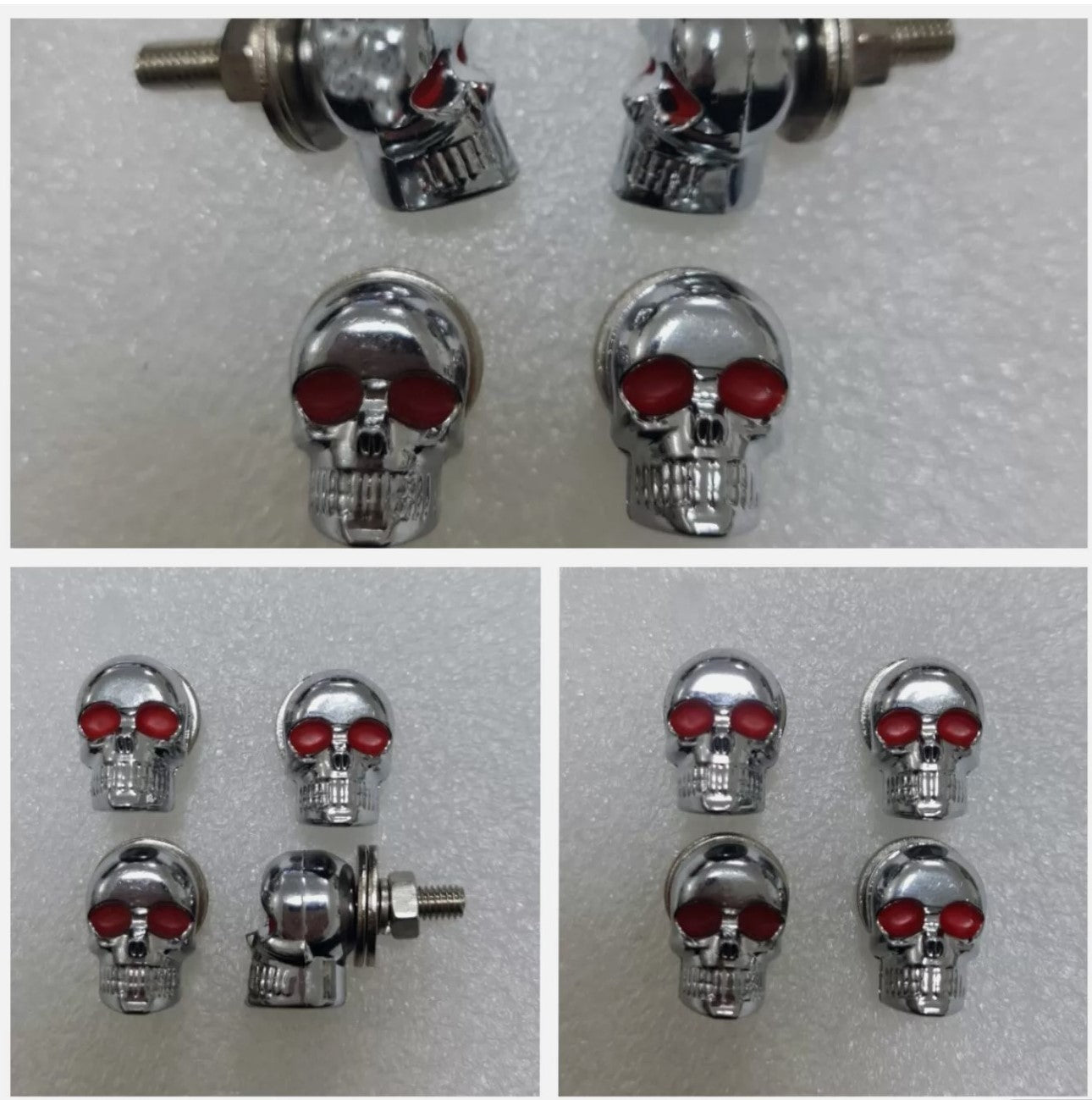 Skull Nuts set of 4Pcs Chrome-Made of Metal, Motorcycle Trike-Classic Cars M6