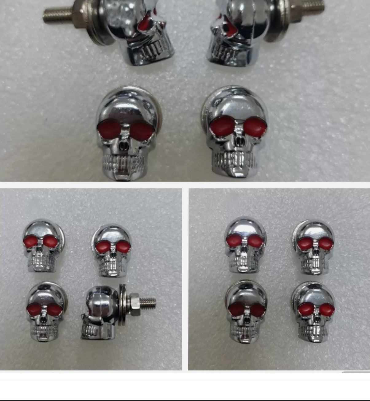 Skull Nuts set of 4Pcs Chrome-Made of Metal, Motorcycle Trike-Classic Cars M6